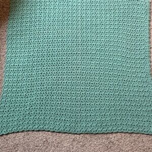 Homemade Crochet Mint Green Teal Lap Blanket Baby Crib Blankie, 37”x 35”